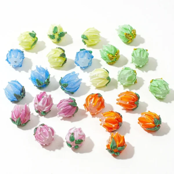 Vintage Lotus Bead Lamp Work Tulip Glass Beads Glass Loose Beads Beaded Bracelet Earrings Diy Accessories