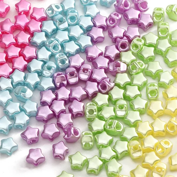 TX93 10pcs 9x8mm Mini Acrylic Matte Pentagram Beads Exquisite Four-way Hole Making Handmade DIY Bracelet Pendant Fashion Jewelry