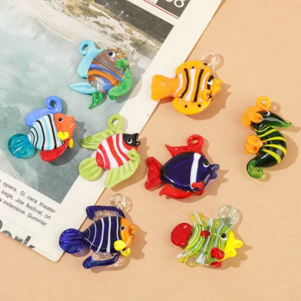 DW33 1PCs Summer Ocean 3D Lampwork Charms Jewelry Making Tropical Fish Ornaments Aquarium Decor DIY Necklace Pendant Accessory