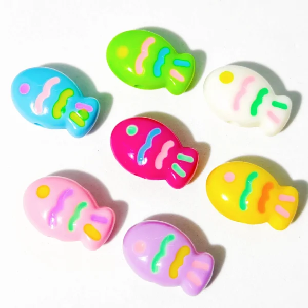 10pcs Cute cartoon speckled mixed color mushroom shaped small fish beads for DIY Craft jewelry making bracelet necklace chain