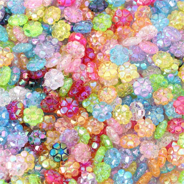 ZW10 50pcs 10mm Colorful Flower Acrylic Beads Mixed Loose Spacer Beads Jewelry Making DIY Bracelet Necklace Wholesale Gift