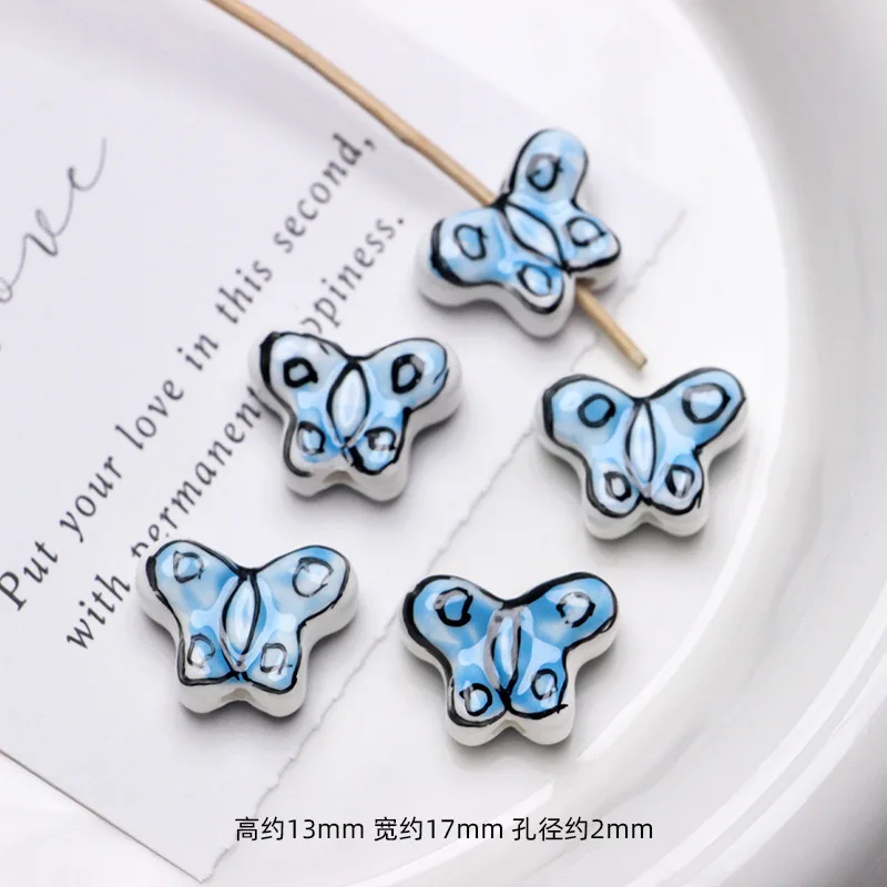 Small Fresh Japanese Ceramic Blue Series Loose Beads DIY Hand-beaded Necklace Bracelet Bead - Imagem 3