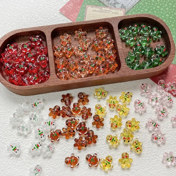Z66 1PCS New Creative Christmas Gingerbread Man Glass Beads Loose Spacer Beads Jewelry Making DIY Bracelet Necklace Accessories