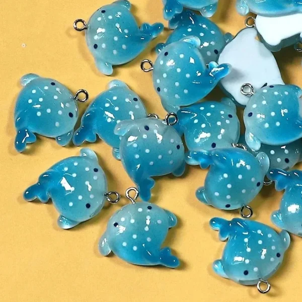 10pcs Blue Manta Rays Fish Resin Charms Bulk Cute Ocean Animal Pendant Accessory Diy For Earring Necklace Jewelry Make