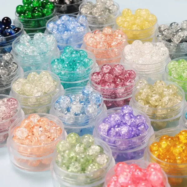 50pcs 8mm Glass Floral Beads Lovely New Special Colorful Beautiful Beads Diy Handmade Beaded Girl Bracelet Necklace