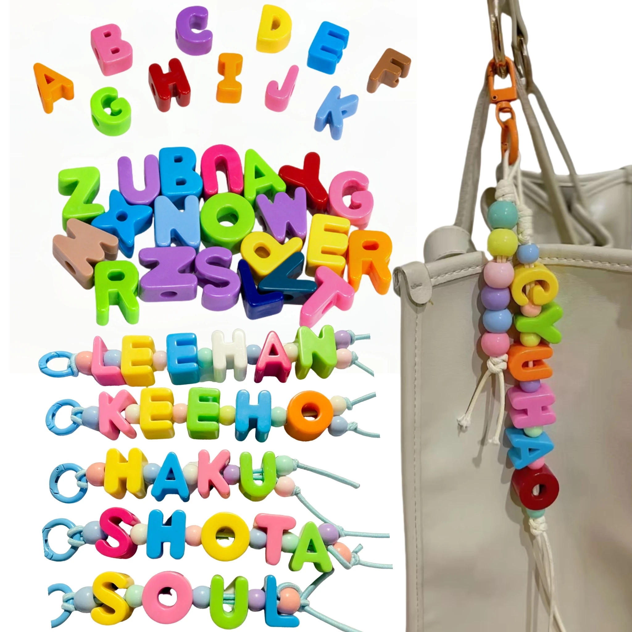 26 Large 6mm Hole Letter Beads 20mm A to Z for DIY Jewelry Making Kit Bracelet key chain and Educators to Learn Letters - Image 3