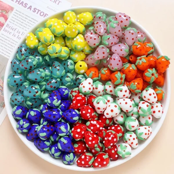 Girly Heart Ceramic Strawberry Beads Straight Hole Beads Handmade Accessories Handmade Jewelry DIY Accessories Materials
