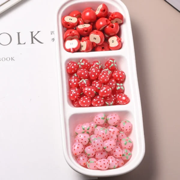 SG06 5pcs 13mm Wholesale Color Cartoon Strawberry Shape Resin Straight Holes Beads Diy Jewelry Accessory Bracelet Beads
