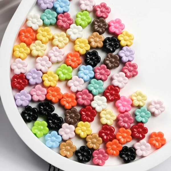 ZW28 20pcs 9mm Solid Flower Acrylic Loose Beads Jewelry Accessories Bracelet Phone Chain Earrings Making Supplies Beads