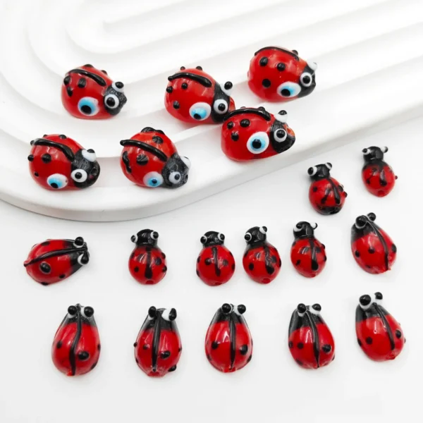 Beetle Seven Star Ladybug Straight Hole Glass Bead DIY Bracelet Bead Accessories