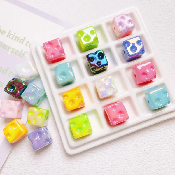 CH26 14.5 mm Cheese Cube Loose Bead Hand Strings Ropes Bracelet Loose Beads Accessories Girl DIY Jewelry Material