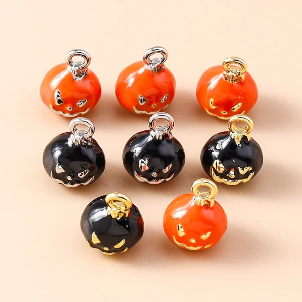 Leslie 5pcs Cute Mini Halloween Pumpkin Pendants Dangle Charm Beads for DIY Brand Sterling Silver Bracelet Jewelry Making Craft