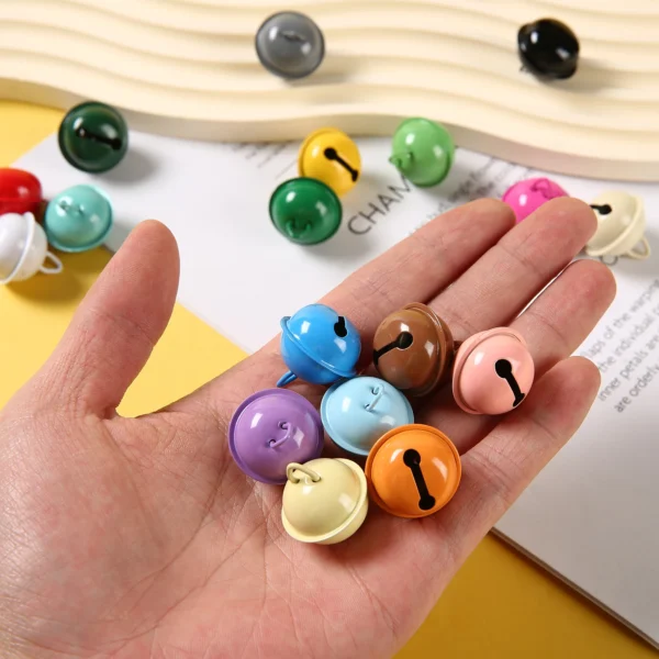 10/50/100PCS 22MM Cute Bell Keychain Colorful Bead Key Rings Pendant for Car Key Holder Handbag Decor DIY Jewelry Gifts