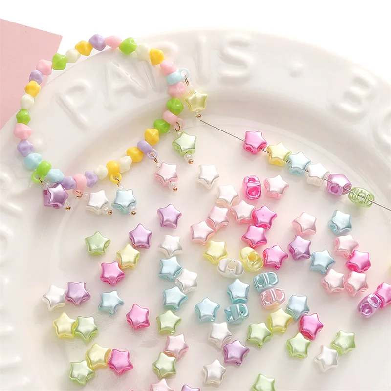 TX93 10pcs 9x8mm Mini Acrylic Matte Pentagram Beads Exquisite Four-way Hole Making Handmade DIY Bracelet Pendant Fashion Jewelry - Image 2