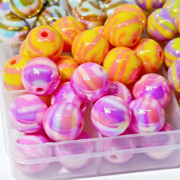 10pcs UV Double UV Color Acrylic Round Beads 16mm for Jewelry Making Necklace Bracelet