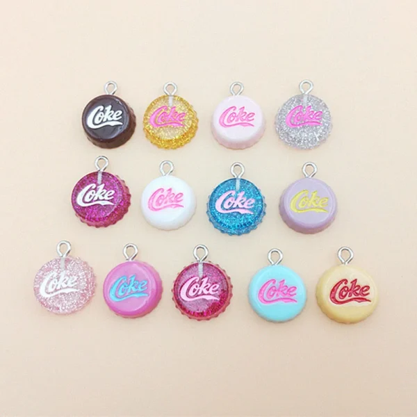 10pcs/lot Glitter Caps Flat back Resin Charms for Earrings Necklace Keychain Pendants Accessories DIY Jewelry Making 16mm