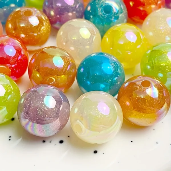 30Pcs/12mm Acrylic AB Plated Solid Colored Round Beads For Handmade DIY Bracelet Necklace Accessory Material Loose Beads