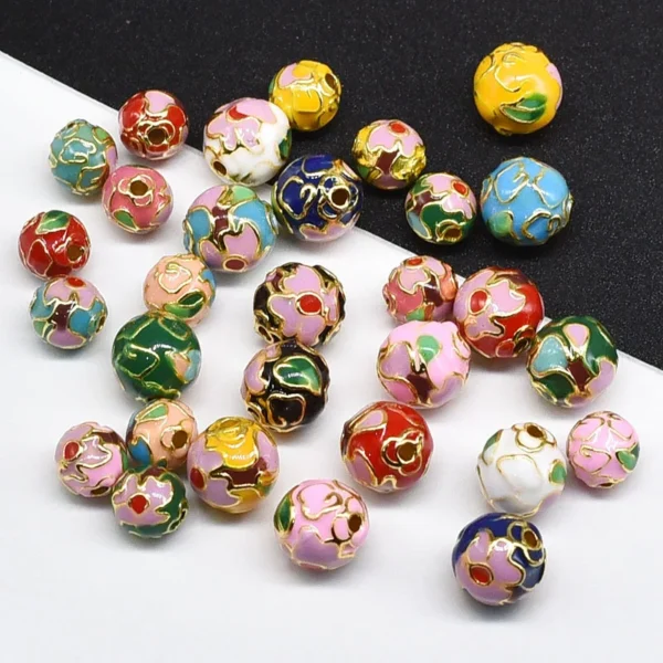 10mm Cloisonn é Handmade Enamel Bead Round Bead Bracelet Necklace Accessories