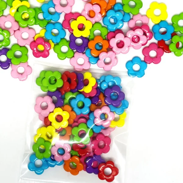 30pcs Solid And Clear Color Hollow Out Five Petal Flower 20mm Straight Hole Acrylic Beads For Diy Handmade Materials Accessories