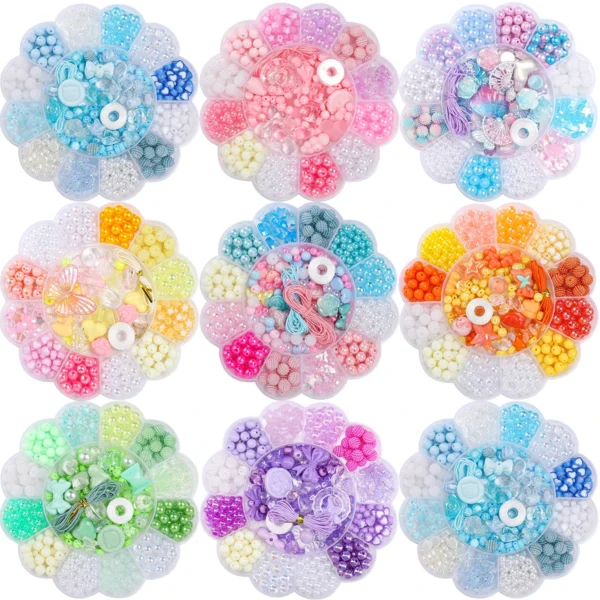 12 Grid Plum Blossom Box Acrylic Beads Rose Princess Series Jewelry Making Set Suitable for DIY Jewelry Making Bracelets Earring