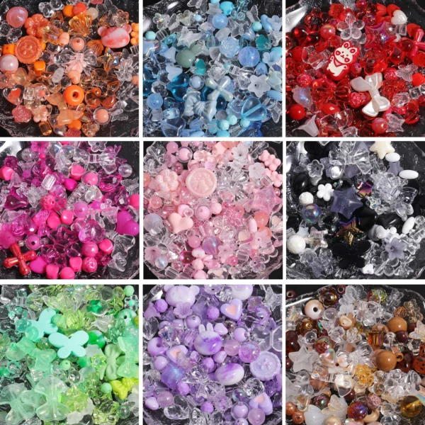 30g/lot Acrylic Beads Star Heart Butterfly Mixed Y2K Loose Spacer Bead for Jewelry Making DIY Bracelets Necklace Accessories