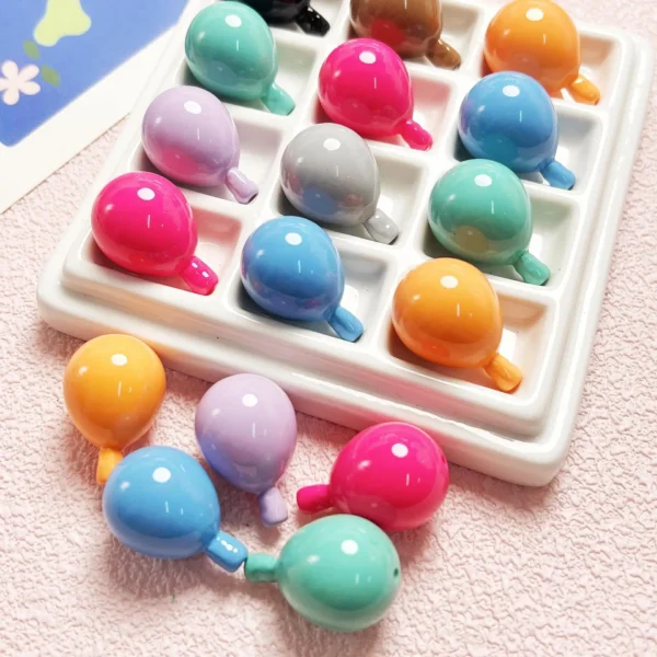 Z62 2pcs New Creativity Style Color Cartoon Hot-air Balloon Shape Acrylic Straight Holes Beads Diy Jewelry Garment Accessory