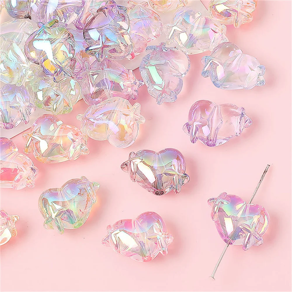 CH93 Acrylic Colorful Star Heart Beads Bracelet Necklace Loose Beads Handmade DIY Jewelry Accessories Making Materials