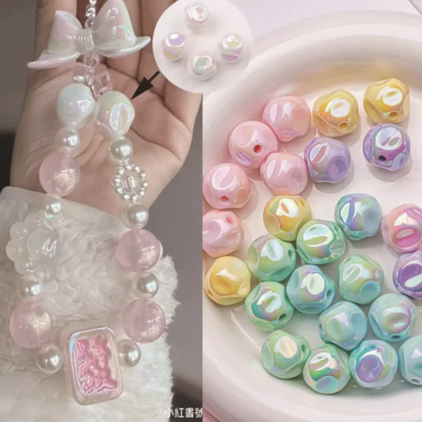 TX04 UV 10Pcs 16mm Acrylic Color Beads Irregular Beads for Bracelets Necklace Keychain DIY Jewerly Craft Making Accessory