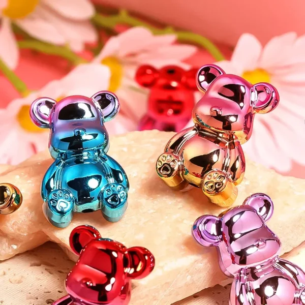 CH61 5Pcs Cartoon Bear Vertical Hole Bead Gradient Metallic Violent Bear Bead Wholesale DIY Jewelry Accessories Matreial Femme