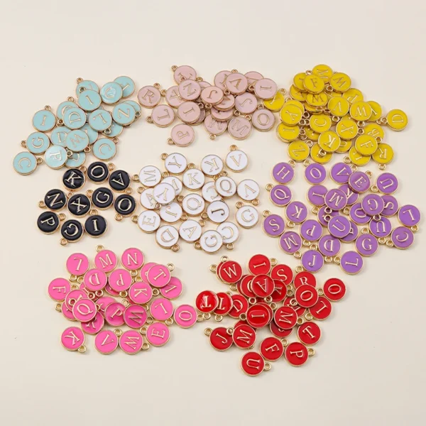 Leslie 10pcs 8 Colors Cute Mini Alphabet 26 Letters Charm Pendants for DIY Name Jewelry Necklace Bracelet Earring Birthday Gifts