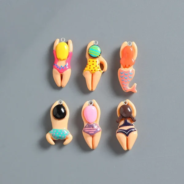10pcs Swimming Girl Sport Charms Cartoon Resin Mermaid For Earring Necklace bracelet Pendant Diy Jewelry Handmade accessories