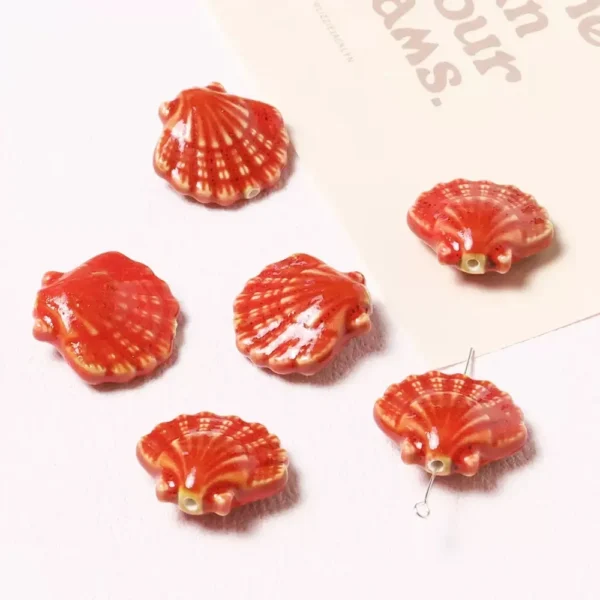 Vintage Dyeing Ceramic Shell Bead Shaped Bracelet with Scallop Beads DIY Handmade Jewelry Accessories Loose Beads