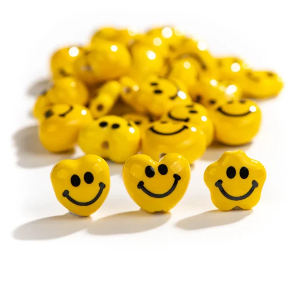 17#10pcs Yellow Smile Face Heart Star Shape Ceramic Beads Porcelain Pottery Punk Rock Special Jewelry Part #XN291