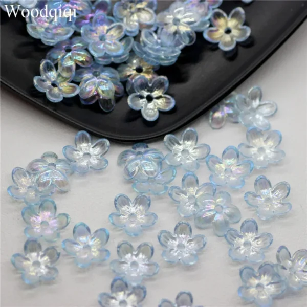 ZW18 100PCS 12mm Y2k Petal Flower Beads Acrylic Frosted Flower Bowknot Beads DIY Bracelet Sewing Button DIY Material Beads