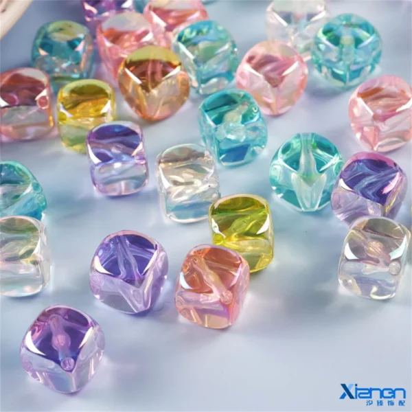 CH39 Color Ice Cube Square Bead Diagonal Hole Candy-colored Beaded Acrylic Bracelet Jewelry Accessories Diy Hand-made.