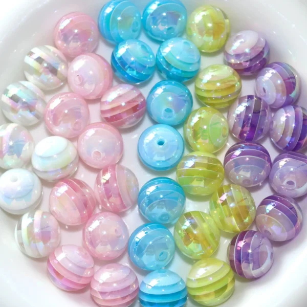10pcs Resin rainbow gradient striped 16mm bead string for DIY bracelet Necklace keychain jewelry making accessory