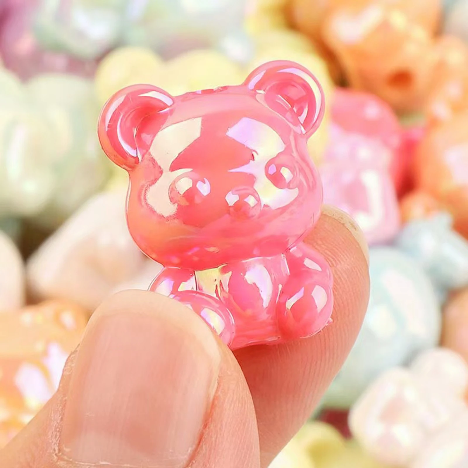 10pcs tiki Hot sale Acrylic cute solid color bear 20mm bead for phone chain keychain bracelet Children's fashion accessories - Image 2