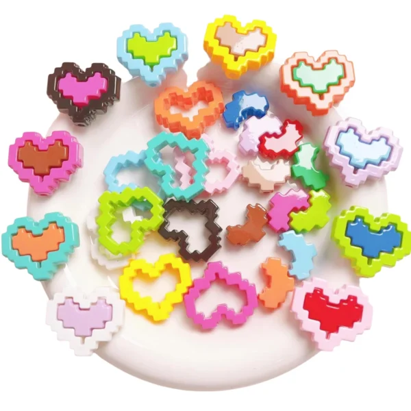 10pcs tiki hot sale 3D building block puzzle with Love heart-shaped beads for Craft DIY jewelry making pen kit bracelet keychain