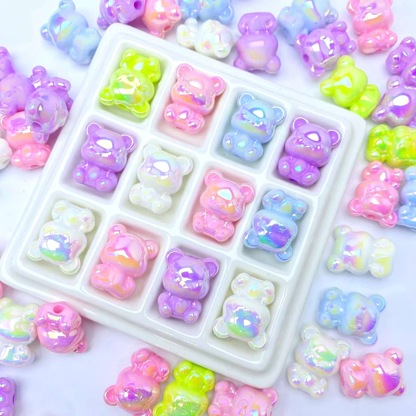 10pcs tiki Hot sale Acrylic cute solid color bear 20mm bead for phone chain keychain bracelet Children's fashion accessories - Image 3