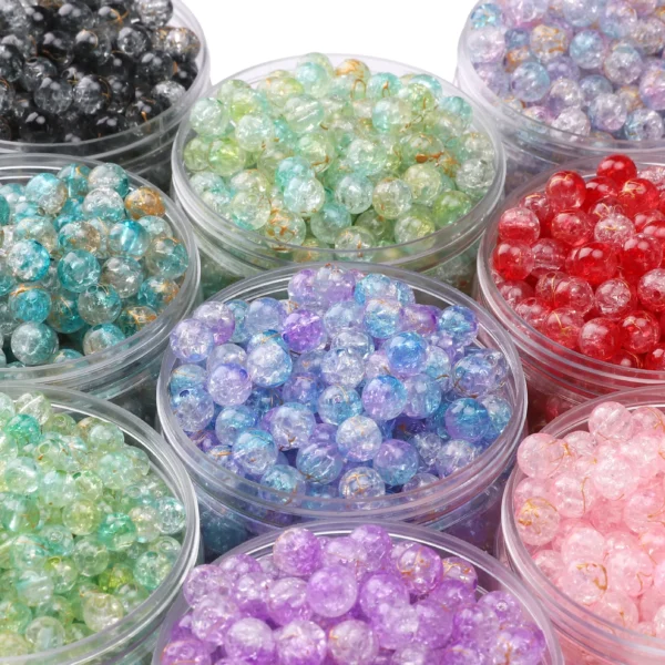 50Pcs 8mm Acrylic Crackle Beads Loose Spacer Beads for Jewelry Making DIY Handmade Earrings Bracelets Necklace Accessories