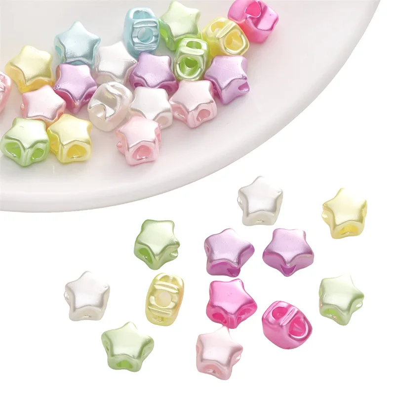 TX93 10pcs 9x8mm Mini Acrylic Matte Pentagram Beads Exquisite Four-way Hole Making Handmade DIY Bracelet Pendant Fashion Jewelry - Image 3