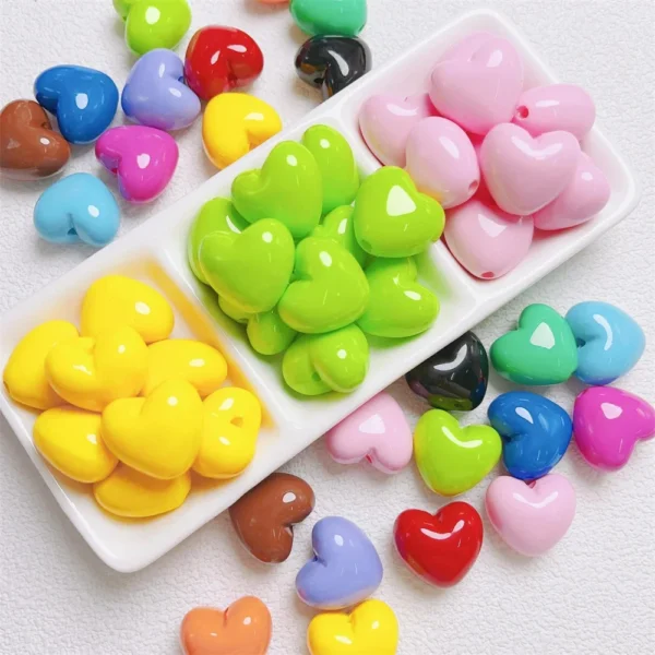TX12 Colorful Painted Heart-shaped Beads DIY Handmade Loose Hand-painted Cute Ins Mobile Phone Chain Pendant Beads Decoration