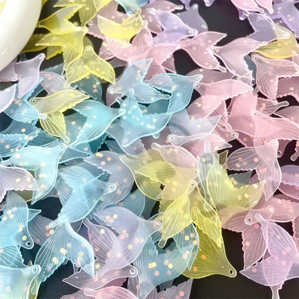 Q146 5Pcs Color Glowing Mermaid Tail Resin Necklace Pendant Phone Case Material Handmade Jewelry for Girls