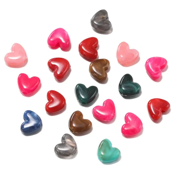 TX79 50pcs/Lot Charm Acrylic Heart Bead Imitation Stone Spacer Beads for DIY Bracelet Necklace Jewelry Accessories Material