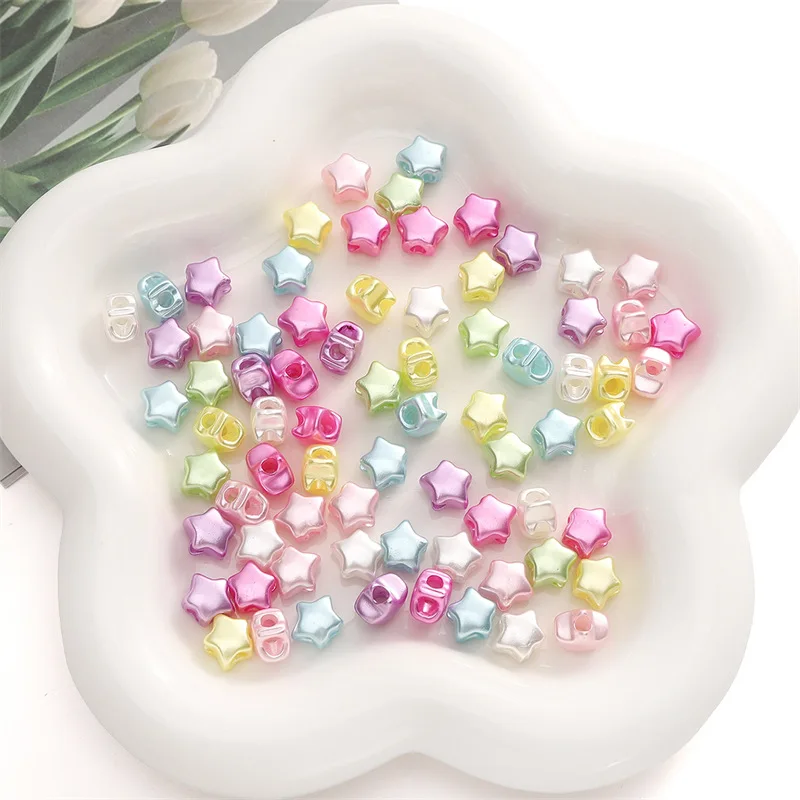 TX93 10pcs 9x8mm Mini Acrylic Matte Pentagram Beads Exquisite Four-way Hole Making Handmade DIY Bracelet Pendant Fashion Jewelry - Image 5