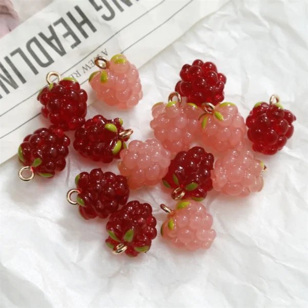 SG11 15*11mm 2pcs/lots raspberry beads fruit galss beads pendant necklace Earring Phone Bracelet DIY making beads women