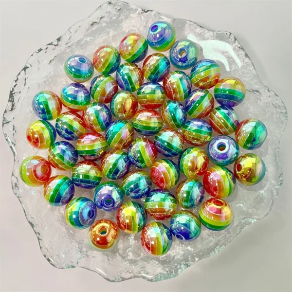 TX84 5Pcs 16mm Rainbow Beads Lovely Bags Beaded Bracelet Necklace Diy New Handmade Girl Gift Jewelry Accessories Beads Gifts