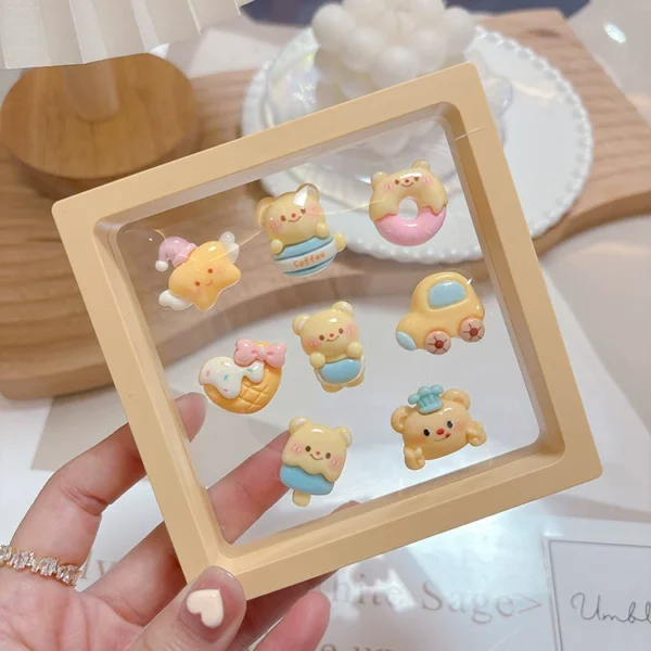 Cute lady butter bear center console car screen three-dimensional 3D cartoon electric car sticker interior decoration ornaments