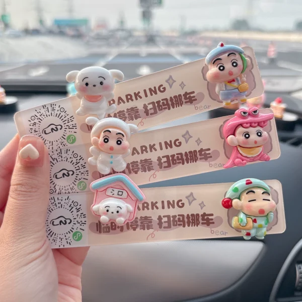 Crayon Shin-chan is cute and protects privacy. Car parking QR code temporary car moving phone number plate car decorations