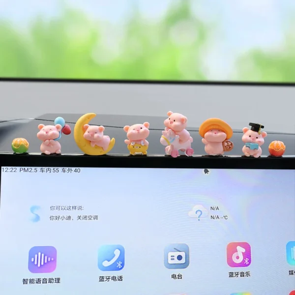 2024 Internet celebrity new car ornaments cute mini pig doll car creative cartoon decoration interior supplies